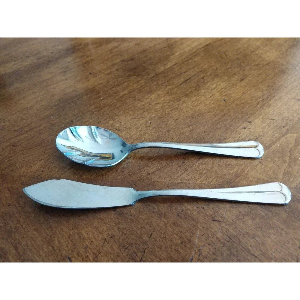 Lot 2 Gran Royale Butter Spreader & Jelly Sugar Shell Spoon Server Korea Vintage